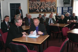 Clergy at the North West Triangle meeting wait to meet MLAs at Parliament Buildings.